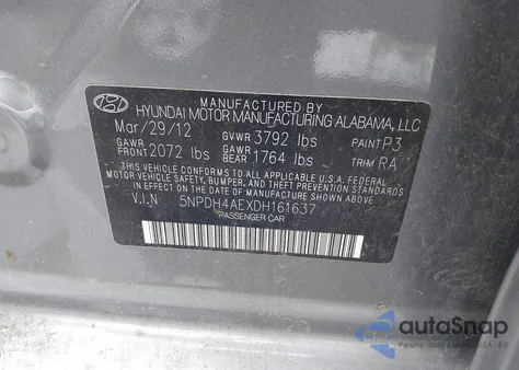2013 Hyundai Elantra Gls from USA, damaged, VIN 5NPDH4AEXDH161637